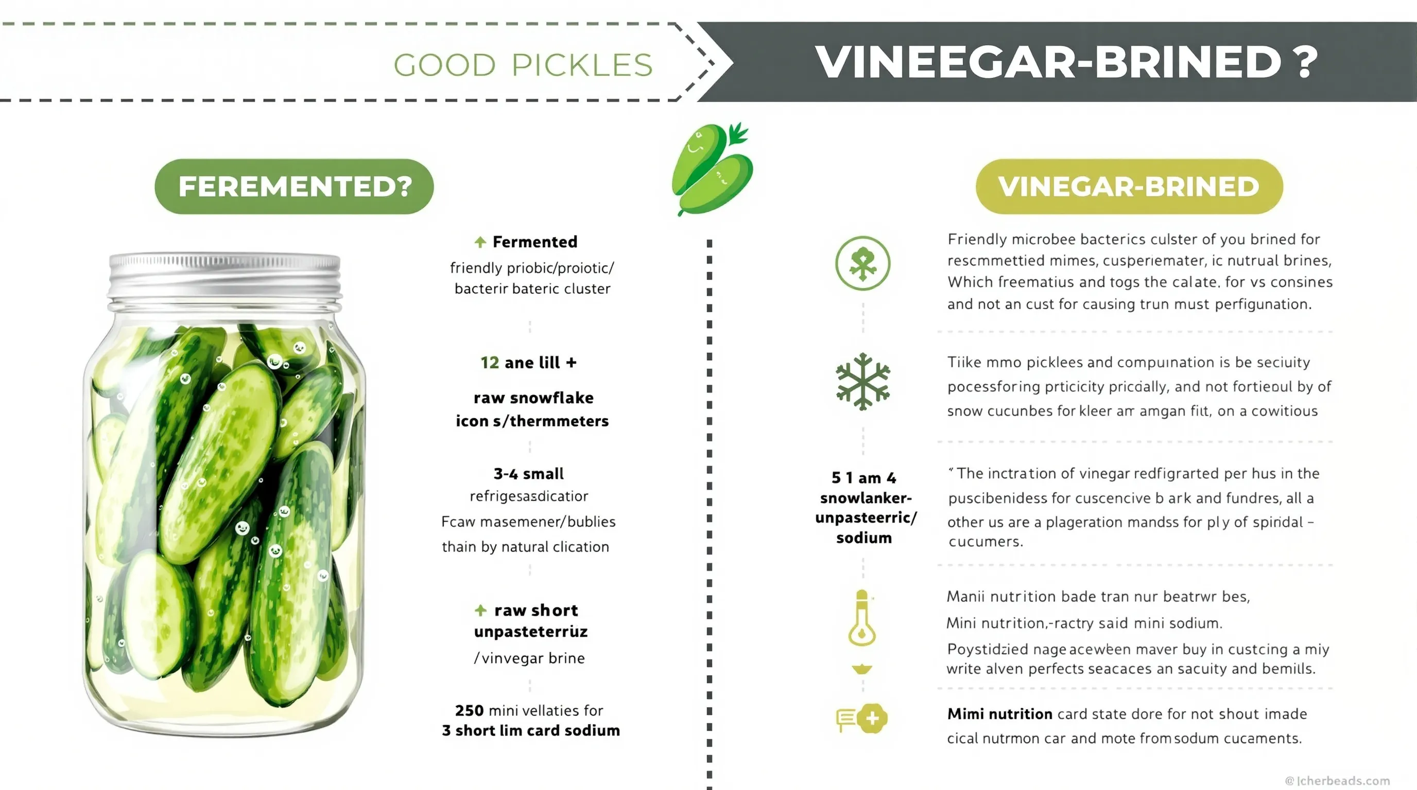 Comparison of fermented and vinegar pickles and their health traits.
